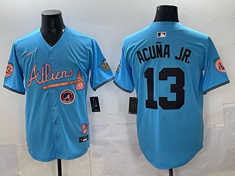Men Atlanta Braves Nike #13 Acuna jr Light blue 5th generation Joint Name 2025 MLB Jersey 09->atlanta braves->MLB Jersey